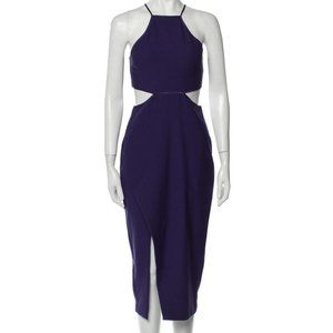 Cinq a Sept Dark Purple Halter Cutout Midi Dress